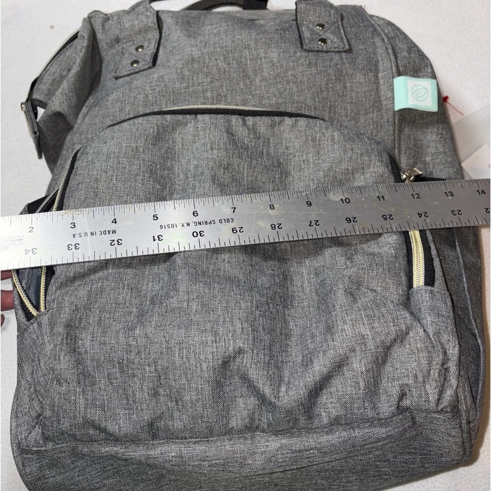 AFBP Grey Diaper Bag Breast Pump Insulated Backpack Pockets Multi-Function